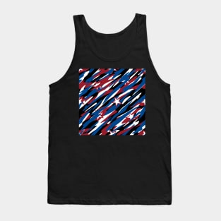 Patriotic Camouflage Red White and Blue with Stars American Pride Abstract Pattern Tank Top